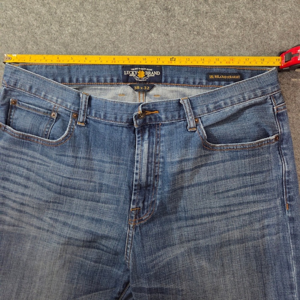 Lucky Brand 181 Relaxed Straight Mens Blue Denim Jeans 38x32 Medium Wash - Picture 4 of 8